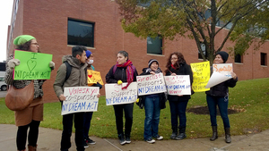 Syracuse University students gathered to march in support of the N.Y. Dream Act in November.