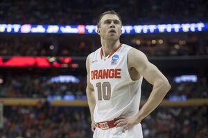 Trevor Cooney looks on in No. 3 -seed Syracuse's 55-53 loss to No. 11-seed Dayton on Saturday. The sophomore missed all four of his 3-point attempts, and Syracuse, as a team, didn't hit one shot from beyond the arc.  