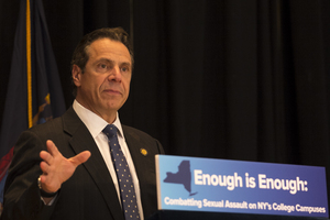 Gov. Andrew Cuomo spoke in Syracuse University's Hergenhan Auditorium on Wednesday afternoon. 