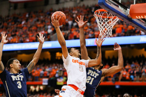 Michael Gbinije (0) has been Syracuse's most dangerous offensive weapon this season. He and the Orange take on Pittsburgh, a team that beat SU twice last season, on Wednesday night