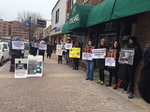 Protesters took to Marshall Street on Saturday and stayed there for about two hours.