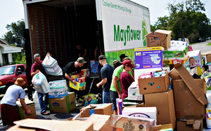 A student organization from Texas A&M University coordinates Hurricane Harvey relief efforts. 