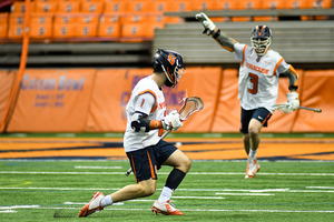 Bradley Voigt celebrates after an SU goal.