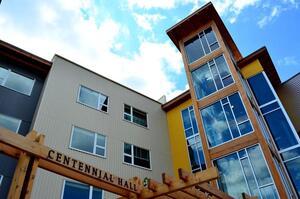 Centennial Hall is located near Interstate 81 and Syracuse University's Lawrinson Hall. 
