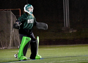 Brooke Borzymowski split time in goal with Louise Pert against Sacred Heart and Vermont. 