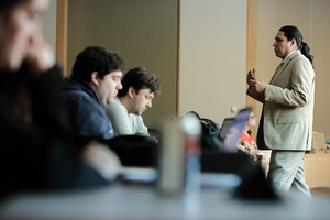 Neal Powless (right, pictured in 2019), the university ombuds, runs the Office of the University Ombuds, an independent resource for employees to report and express concerns to the university without facing judgment for retaliation from the university.