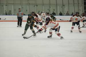 Despite making the move from winger to center, Sarah Thompson (pictured) notched two assists in the Orange's 4-1 victory.