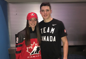 Drake Batherson, the brother of Syracuse’s Mae Batherson, plays right wing for the Ottawa Senators. The two were close growing up in Germany and Canada.