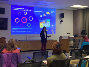  PhD student Lei Wang presented her thesis on decision making and learning at the Three Minute Thesis competition. The program was held in Bird Library this past Friday. 
