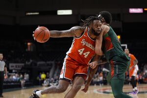 Despite Syracuse falling to Miami, Eddie Lampkin Jr. recorded 22 points and 13 rebounds against Miami for his 10th double-double of the season.