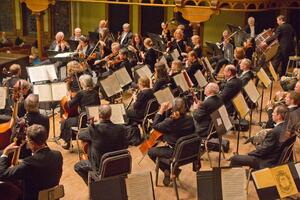 Members of the Syracuse Symphony Orchestra finish one last performance in Setnor Auditorium in April before the Board of Trustees suspended operations and laid off almost all of the staff. Community memebers are looking to bring back a musical presence. 