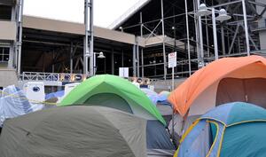 Paternoville, outside of Beaver Stadium at Penn State, is where students camp out for first-row seats at upcoming home games. 