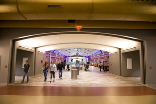 A hallway in the new expansion features a variety of vendors.