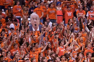 Syracuse University fans during a break in action Thursday night at the Carrier Dome.