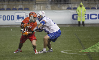 Kevin Rice looks to blow by Chris Hipps in the 4th quarter of the ACC semifinals.