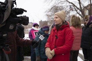 State Sen. Rachel May voices her support for protesters, whom she joined for the Women's March. 