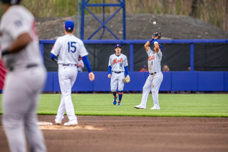 Wilfredo Tovar brings in a pop fly during the opening day game.